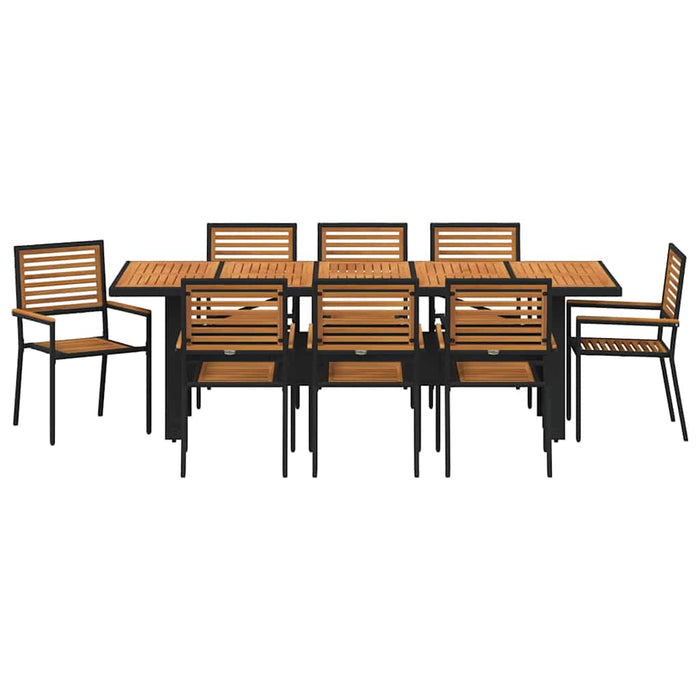 Set de masă pentru grădină 9 pcs Negru și Maro poliratan - WALTI WALTI