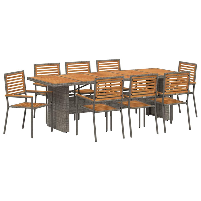 Set de masă pentru grădină 9 pcs Gri și Brown poliratan - WALTI WALTI