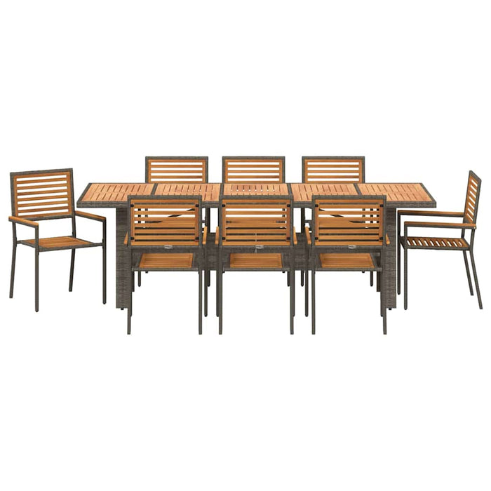 Set de masă pentru grădină 9 pcs Gri și Brown poliratan - WALTI WALTI