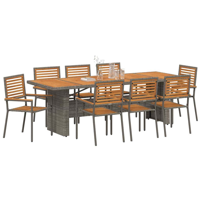 Set de masă pentru grădină 9 pcs Gri și Brown poliratan - WALTI WALTI