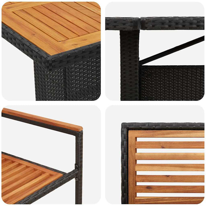 Set de masă pentru grădină 11 pcs Negru și Maro poliratan - WALTI WALTI