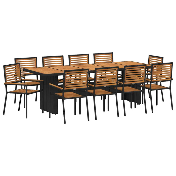 Set de masă pentru grădină 11 pcs Negru și Maro poliratan - WALTI WALTI