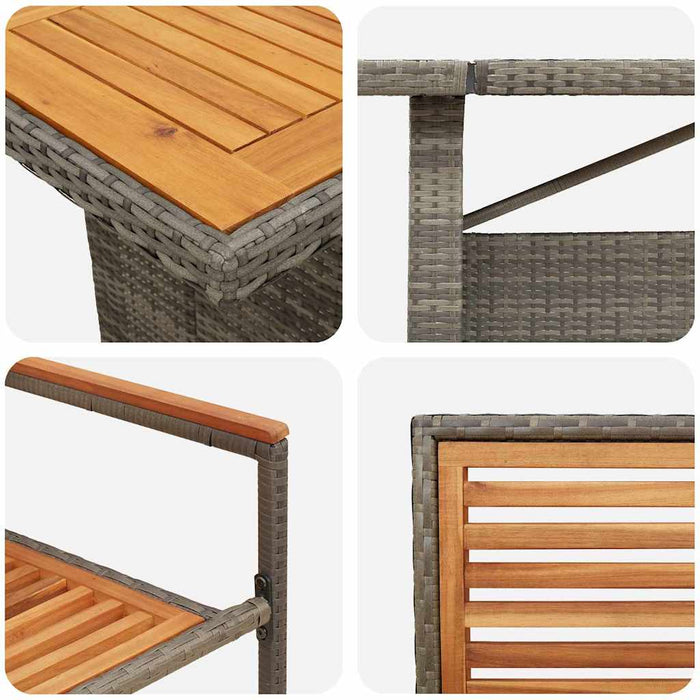 Set de masă pentru grădină 11 pcs Gri și Brown poliratan - WALTI WALTI