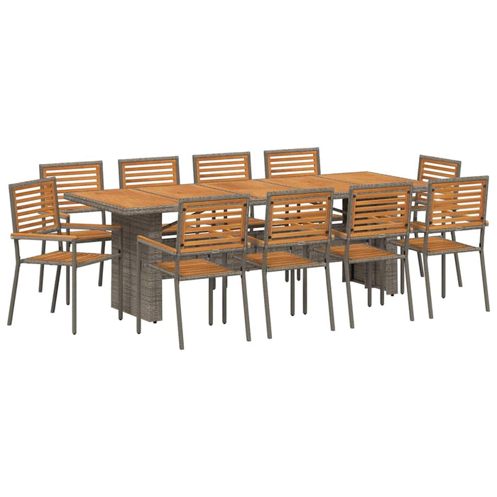 Set de masă pentru grădină 11 pcs Gri și Brown poliratan - WALTI WALTI