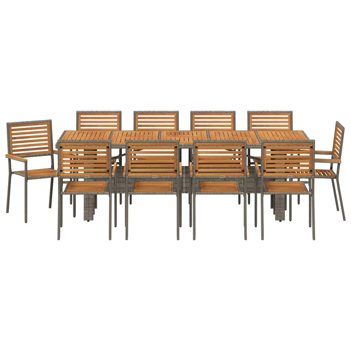 Set de masă pentru grădină 11 pcs Gri și Brown poliratan - WALTI WALTI