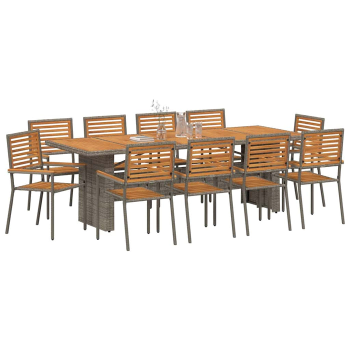 Set de masă pentru grădină 11 pcs Gri și Brown poliratan - WALTI WALTI