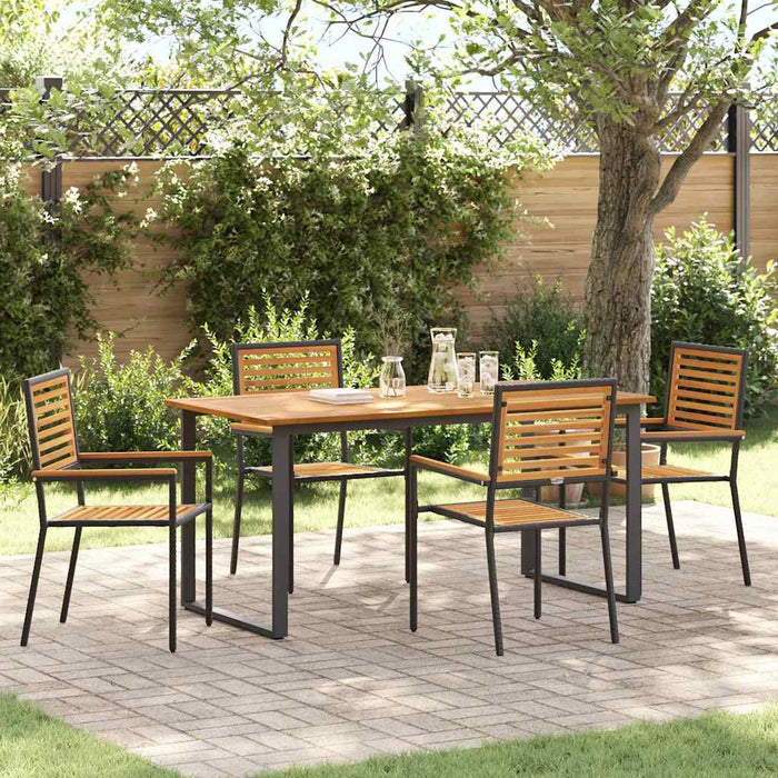 Set de masă pentru grădină 5 pcs Negru Lemn Solid de Acacia - WALTI WALTI