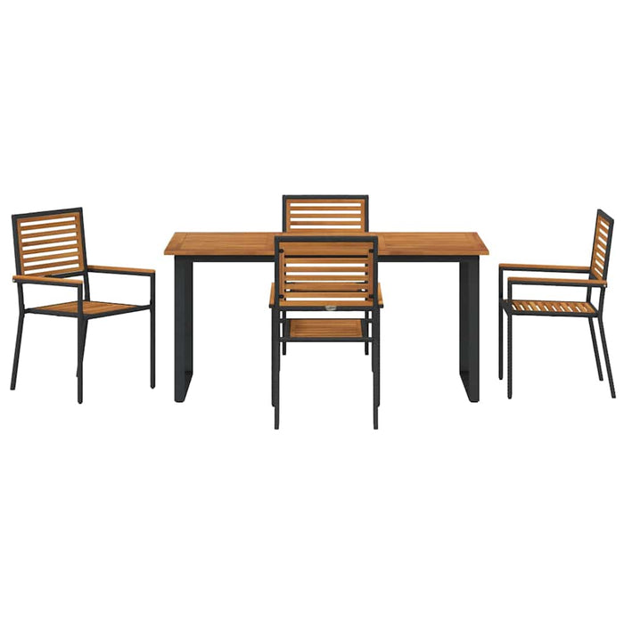 Set de masă pentru grădină 5 pcs Negru Lemn Solid de Acacia - WALTI WALTI