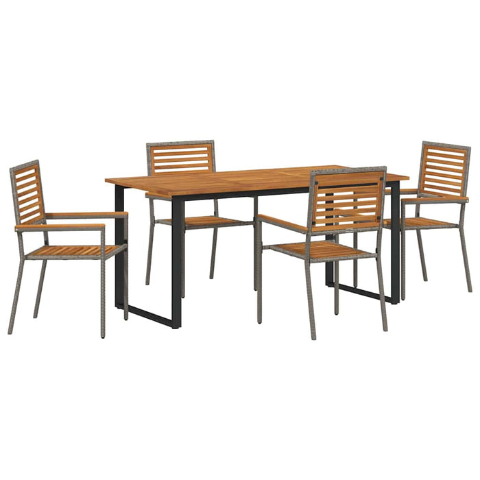 Set de masă pentru grădină 5 pcs Gri Lemn Solid de Acacia - WALTI WALTI
