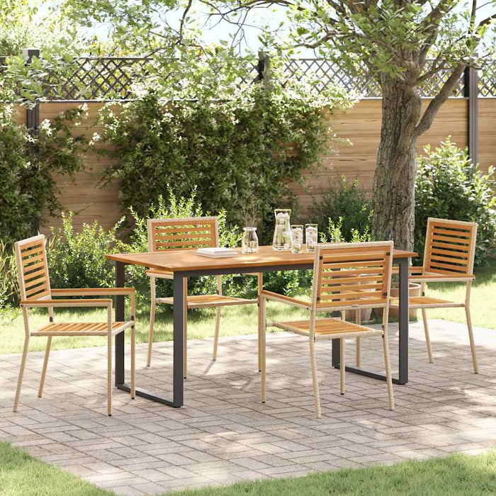 Set de masă pentru grădină 5 pcs Bej Lemn Solid de Acacia - WALTI WALTI