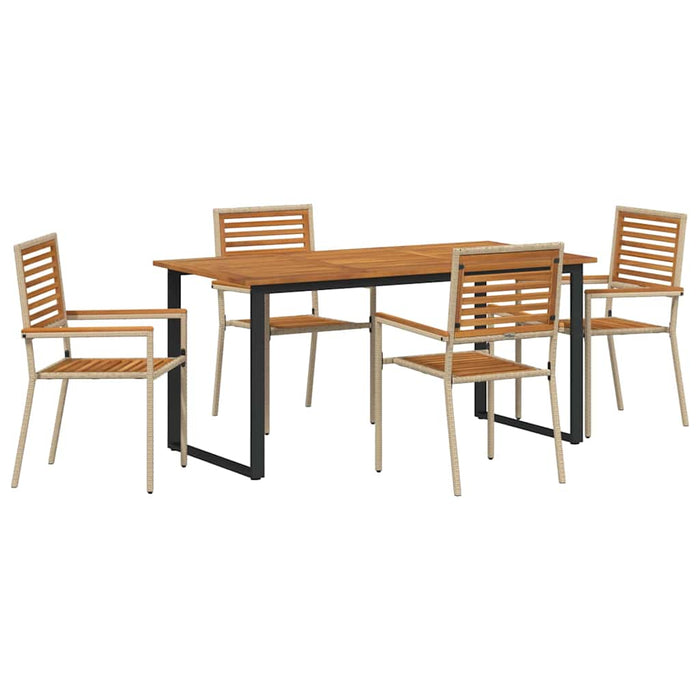 Set de masă pentru grădină 5 pcs Bej Lemn Solid de Acacia - WALTI WALTI
