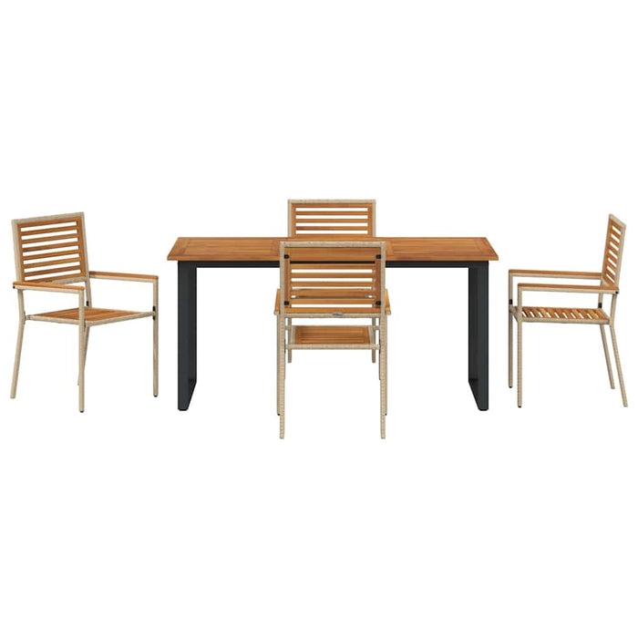 Set de masă pentru grădină 5 pcs Bej Lemn Solid de Acacia - WALTI WALTI