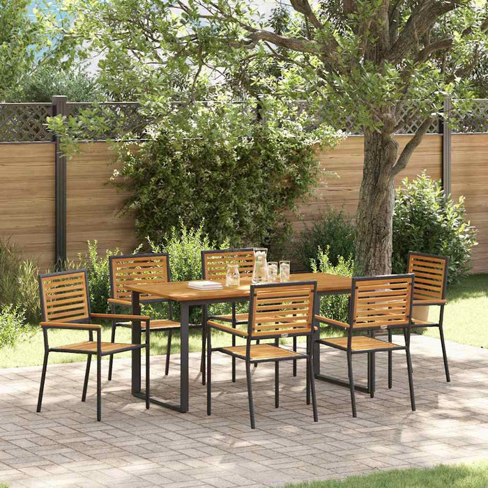 Set de masă pentru grădină 7 pcs Negru Lemn Solid de Acacia - WALTI WALTI