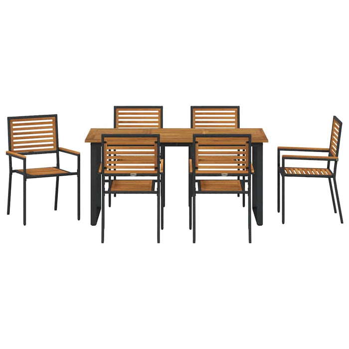 Set de masă pentru grădină 7 pcs Negru Lemn Solid de Acacia - WALTI WALTI