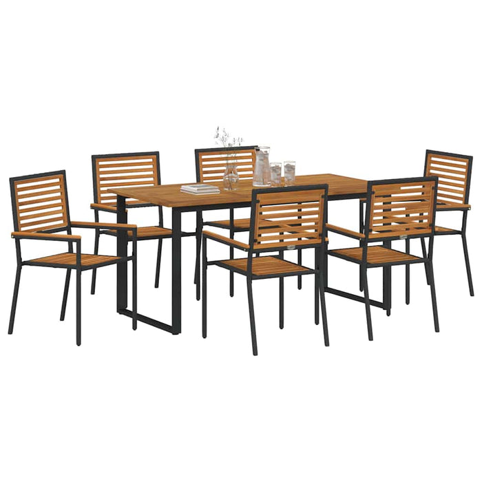 Set de masă pentru grădină 7 pcs Negru Lemn Solid de Acacia - WALTI WALTI