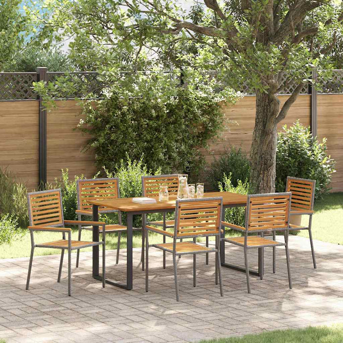 Set de masă pentru grădină 7 pcs Gri Lemn Solid de Acacia - WALTI WALTI