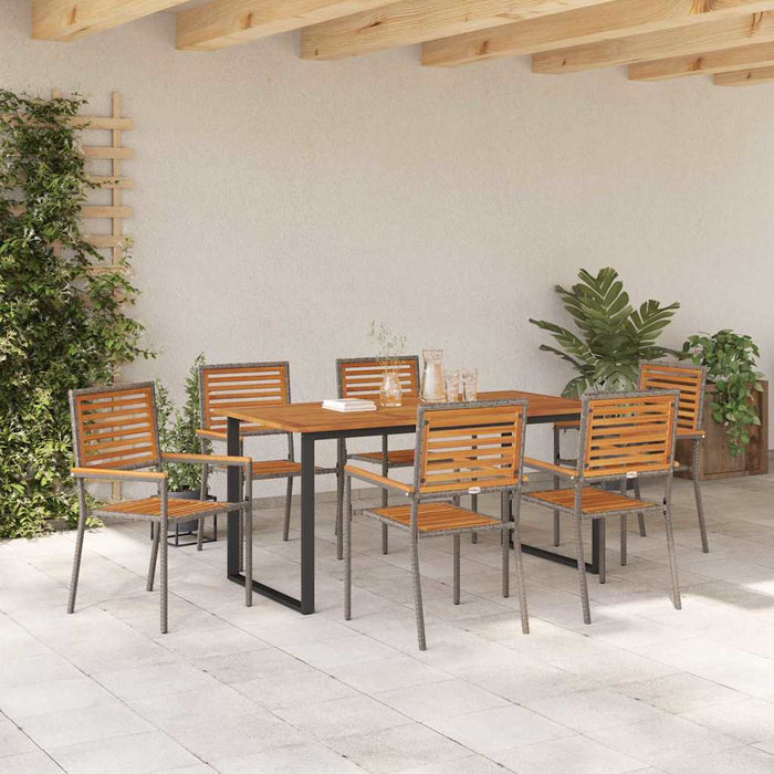 Set de masă pentru grădină 7 pcs Gri Lemn Solid de Acacia - WALTI WALTI
