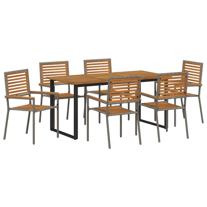 Set de masă pentru grădină 7 pcs Gri Lemn Solid de Acacia - WALTI WALTI