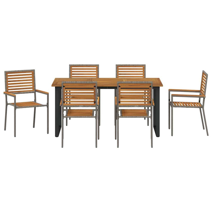 Set de masă pentru grădină 7 pcs Gri Lemn Solid de Acacia - WALTI WALTI