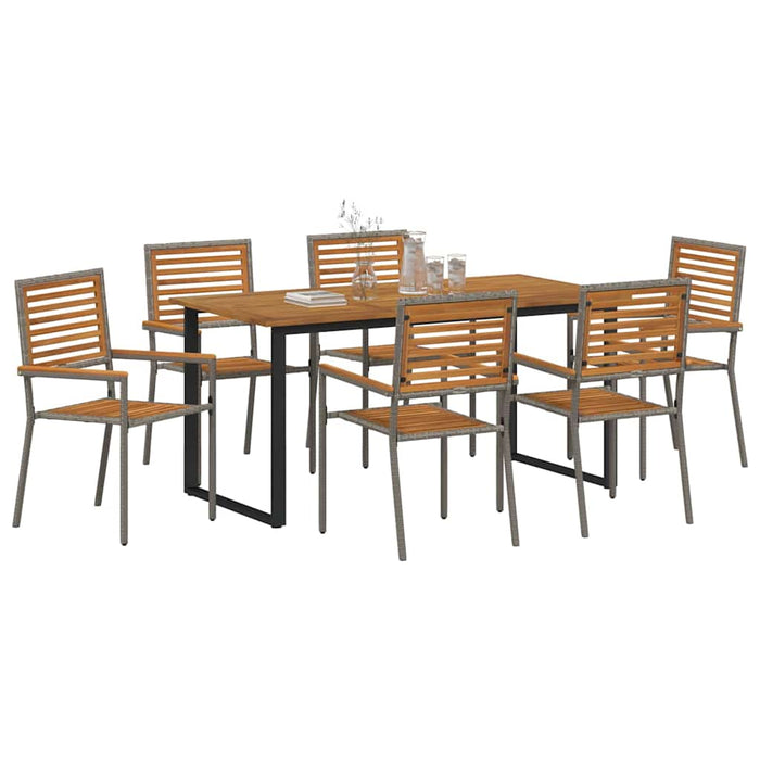 Set de masă pentru grădină 7 pcs Gri Lemn Solid de Acacia - WALTI WALTI