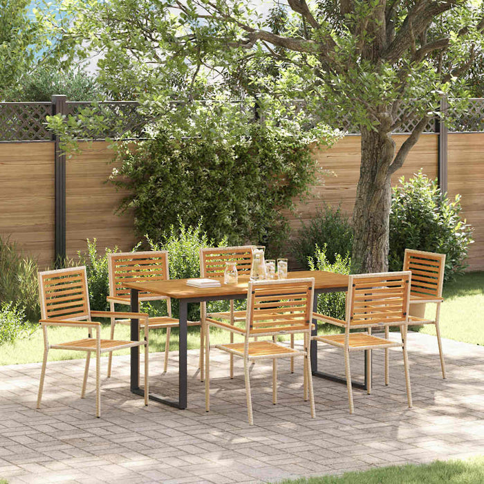 Set de masă pentru grădină 7 pcs Bej Lemn Solid de Acacia - WALTI WALTI