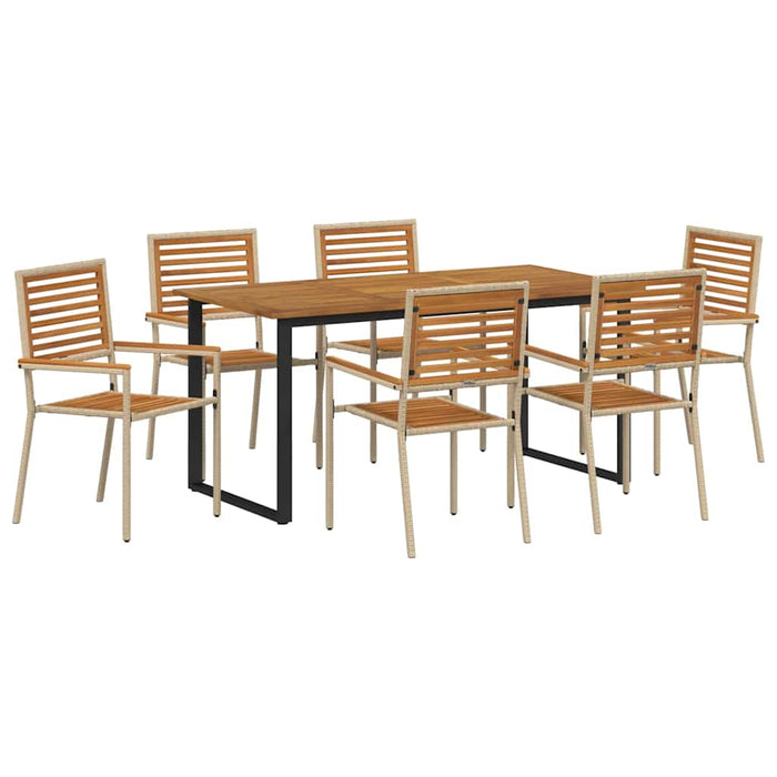 Set de masă pentru grădină 7 pcs Bej Lemn Solid de Acacia - WALTI WALTI