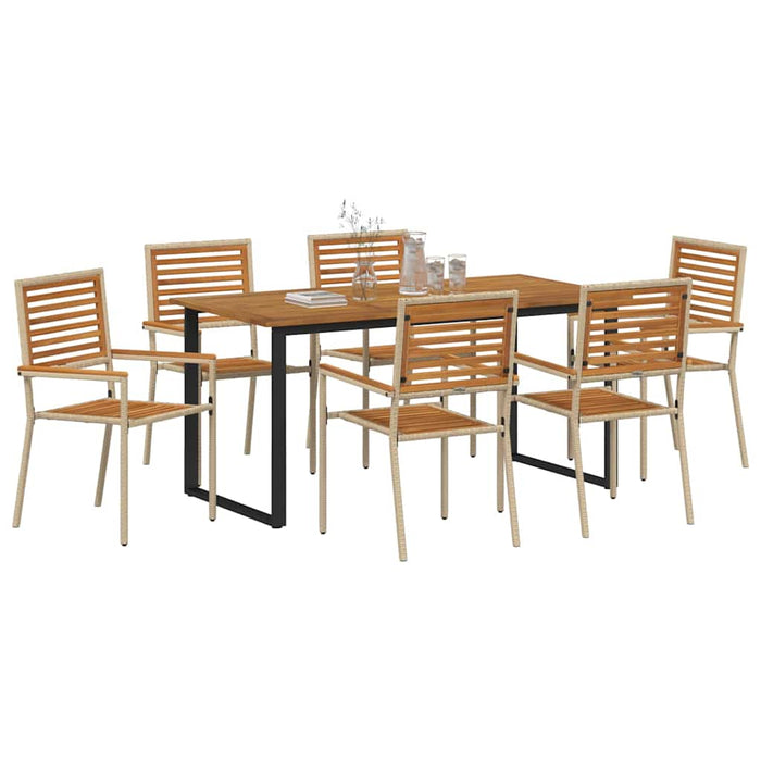 Set de masă pentru grădină 7 pcs Bej Lemn Solid de Acacia - WALTI WALTI