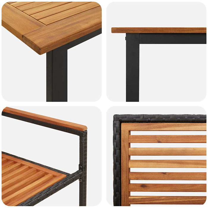 Set de masă pentru grădină 7 pcs Negru Lemn Solid de Acacia - WALTI WALTI