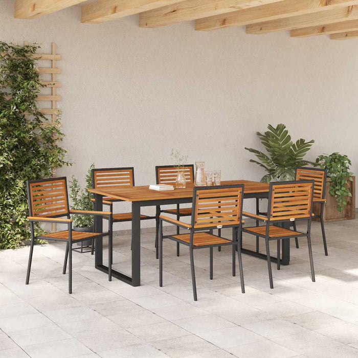 Set de masă pentru grădină 7 pcs Negru Lemn Solid de Acacia - WALTI WALTI