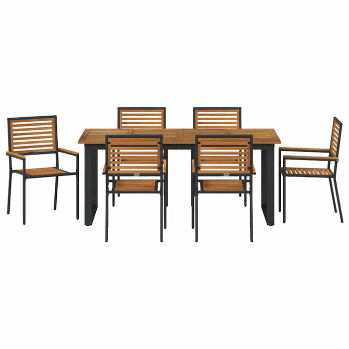 Set de masă pentru grădină 7 pcs Negru Lemn Solid de Acacia - WALTI WALTI