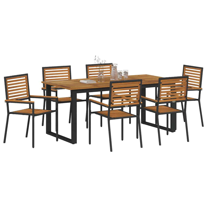 Set de masă pentru grădină 7 pcs Negru Lemn Solid de Acacia - WALTI WALTI