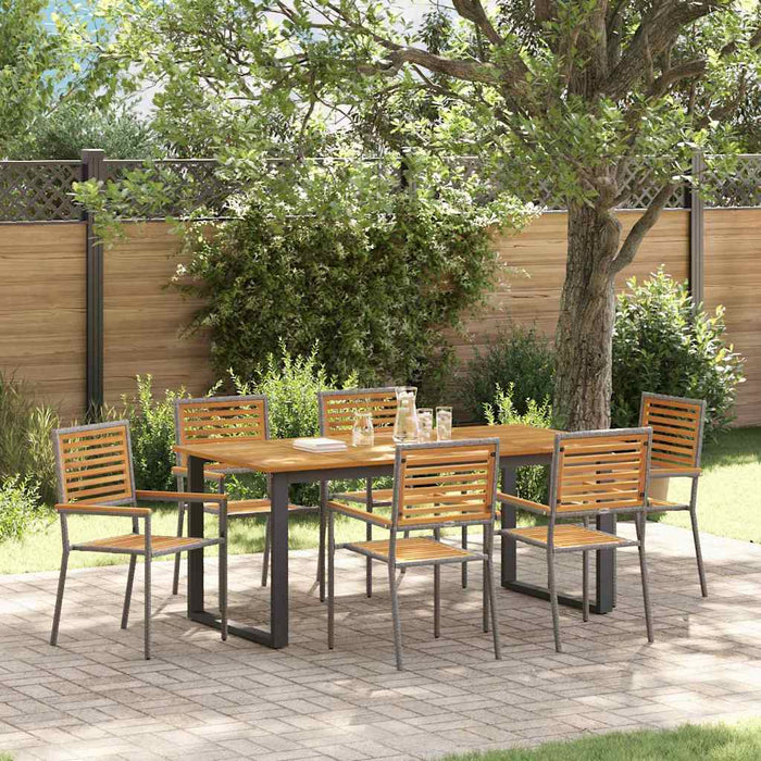 Set de masă pentru grădină 7 pcs Gri Lemn Solid de Acacia - WALTI WALTI