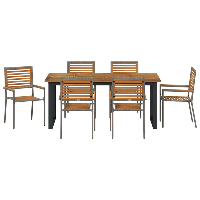 Set de masă pentru grădină 7 pcs Gri Lemn Solid de Acacia - WALTI WALTI