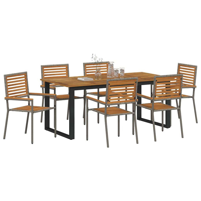 Set de masă pentru grădină 7 pcs Gri Lemn Solid de Acacia - WALTI WALTI