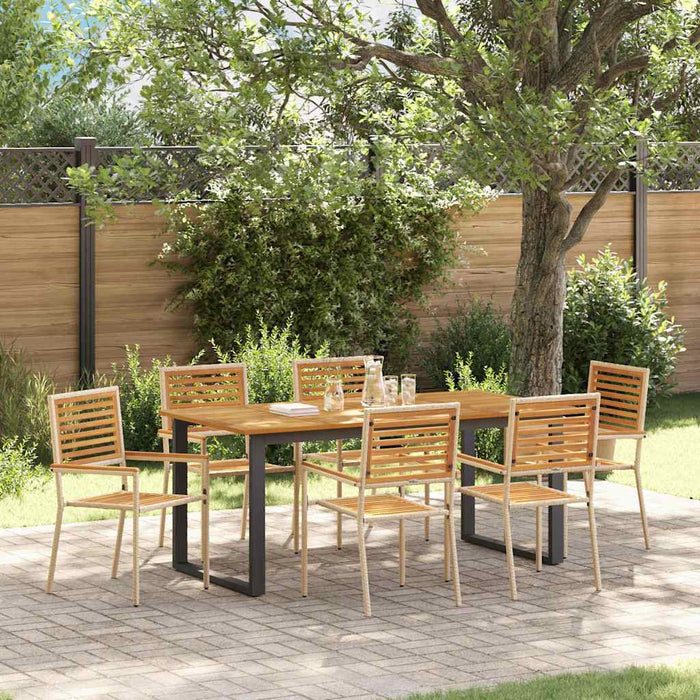 Set de masă pentru grădină 7 pcs Bej Lemn Solid de Acacia - WALTI WALTI