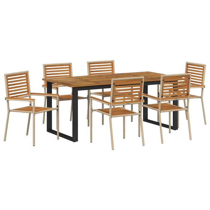 Set de masă pentru grădină 7 pcs Bej Lemn Solid de Acacia - WALTI WALTI