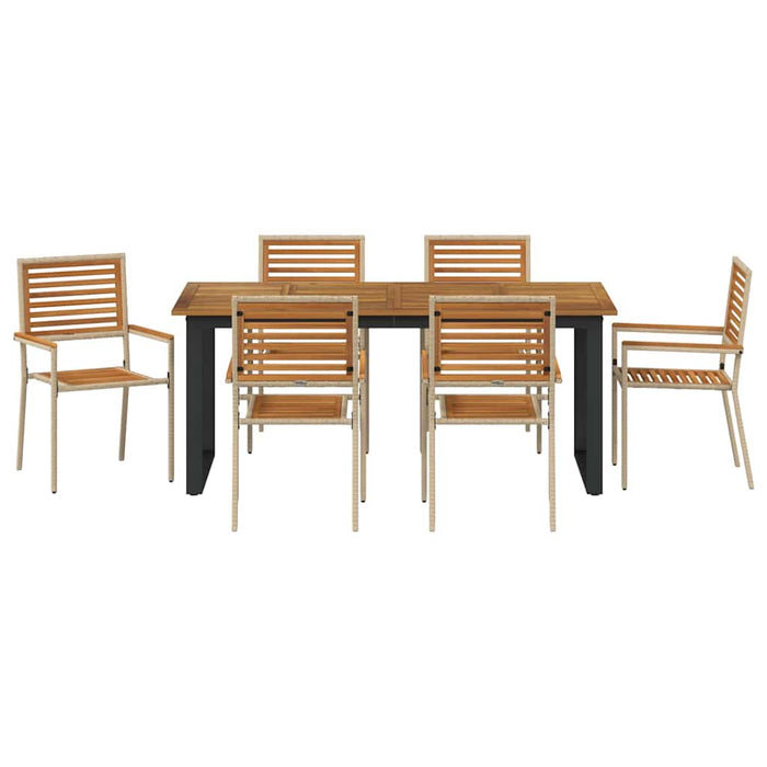 Set de masă pentru grădină 7 pcs Bej Lemn Solid de Acacia - WALTI WALTI