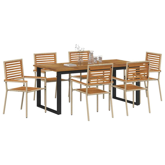 Set de masă pentru grădină 7 pcs Bej Lemn Solid de Acacia - WALTI WALTI