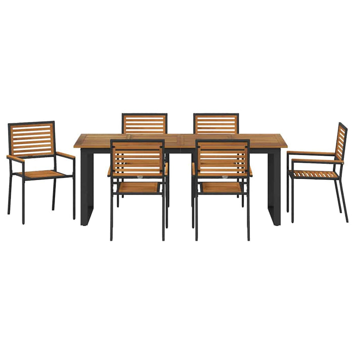 Set de masă pentru grădină 7 pcs Negru Lemn Solid de Acacia - WALTI WALTI