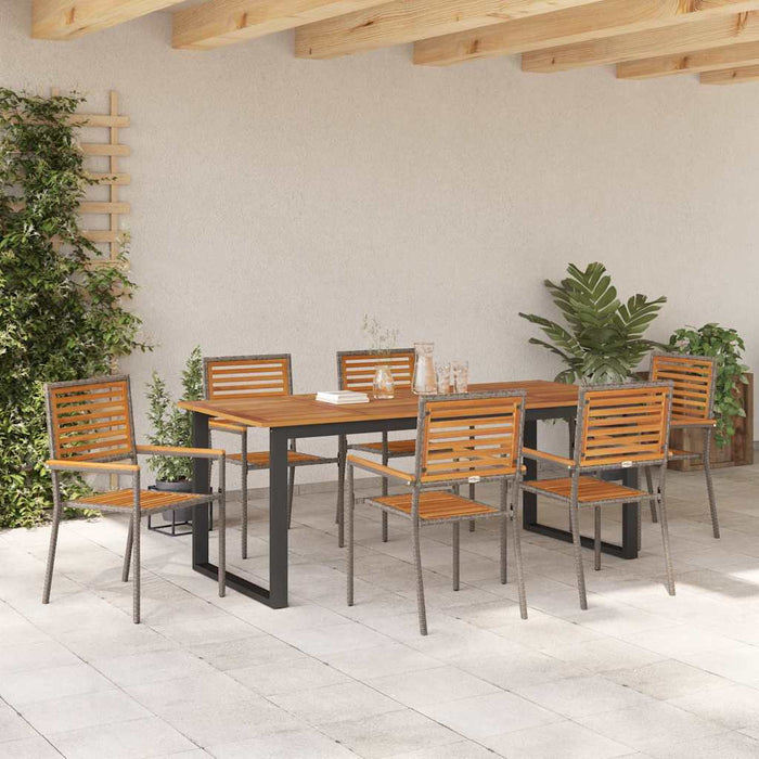 Set de masă pentru grădină 7 pcs Gri Lemn Solid de Acacia - WALTI WALTI