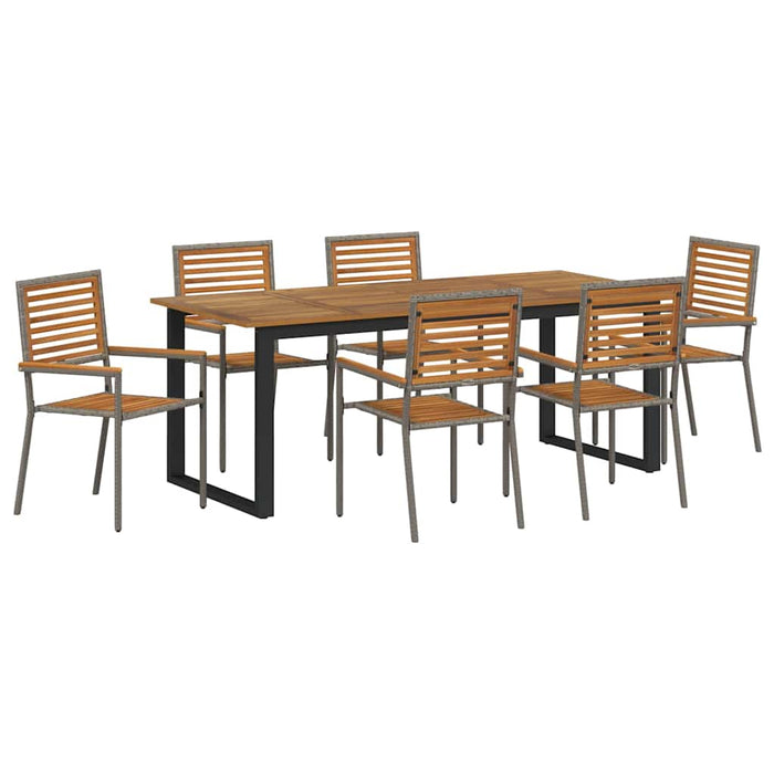 Set de masă pentru grădină 7 pcs Gri Lemn Solid de Acacia - WALTI WALTI