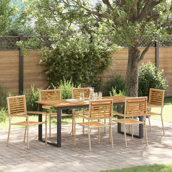 Set de masă pentru grădină 7 pcs Bej Lemn Solid de Acacia - WALTI WALTI
