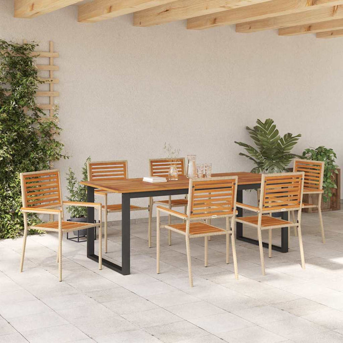 Set de masă pentru grădină 7 pcs Bej Lemn Solid de Acacia - WALTI WALTI