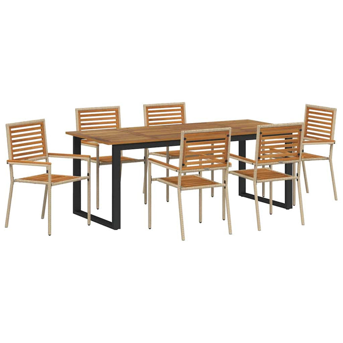 Set de masă pentru grădină 7 pcs Bej Lemn Solid de Acacia - WALTI WALTI