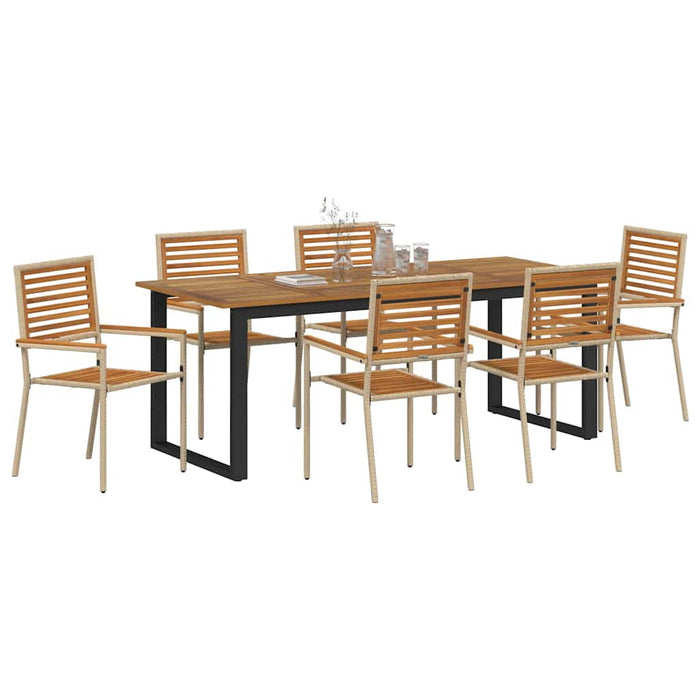 Set de masă pentru grădină 7 pcs Bej Lemn Solid de Acacia - WALTI WALTI