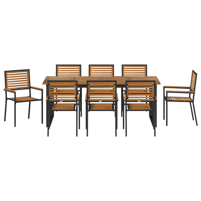 Set de masă pentru grădină 9 pcs Negru Lemn Solid de Acacia - WALTI WALTI