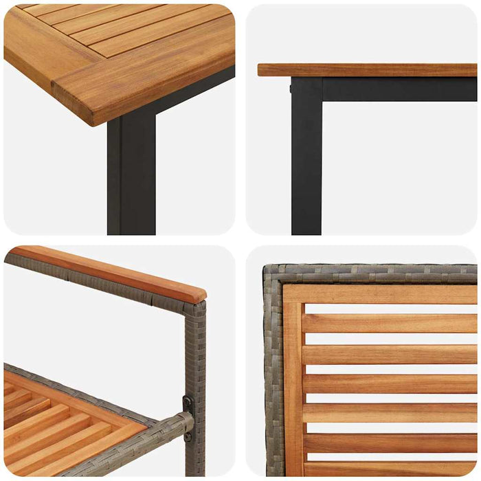 Set de masă pentru grădină 9 pcs Gri Lemn Solid de Acacia - WALTI WALTI