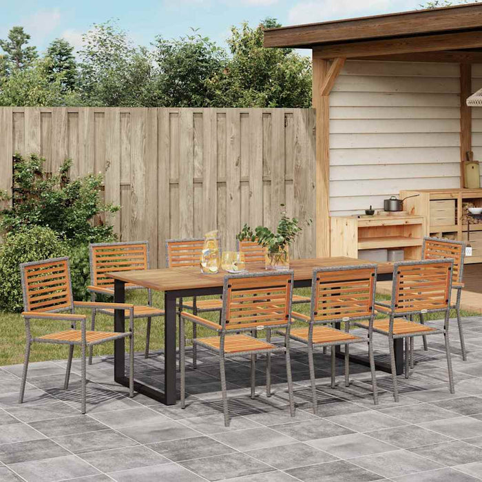 Set de masă pentru grădină 9 pcs Gri Lemn Solid de Acacia - WALTI WALTI