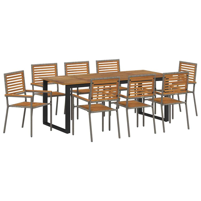 Set de masă pentru grădină 9 pcs Gri Lemn Solid de Acacia - WALTI WALTI