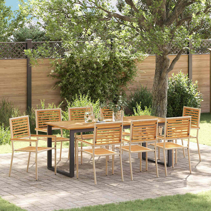 Set de masă pentru grădină 9 pcs Bej Lemn Solid de Acacia - WALTI WALTI